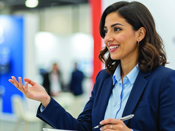 Mujer en una charla de negocios