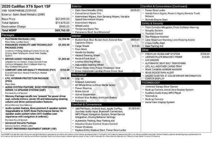 $28858 : Cadillac XT6 2020 4x4 Sport image 6