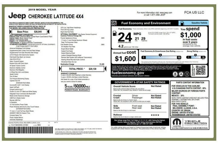 $14472 : 2019 Cherokee Latitude image 5