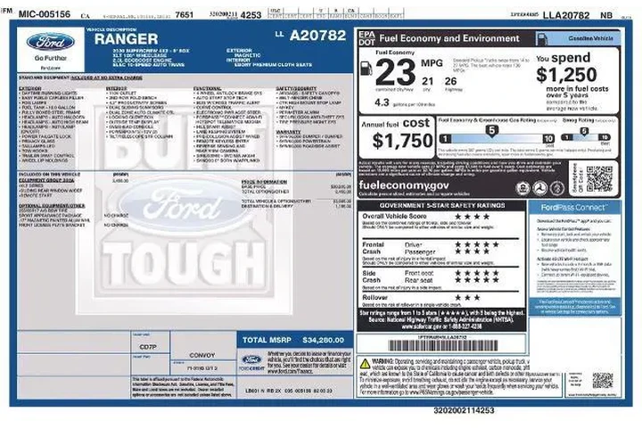 $22085 : Ford Ranger 2020 4x2 XL 4dr image 2