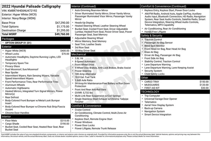 $32589 : Hyundai PALISADE 2022 Callig image 2