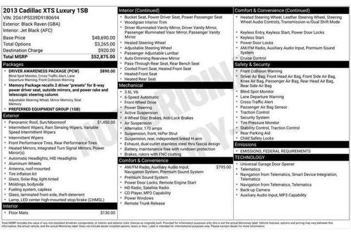 $6900 : Cadillac XTS 2013 Luxury Col image 5