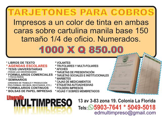 TARJETONES PARA COBROS image 1