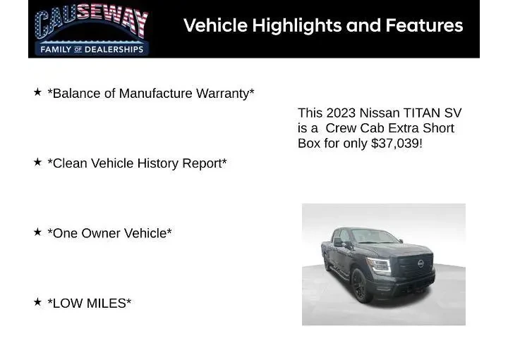 $36849 : Nissan Titan 2023 4x4 SV 4dr image 2
