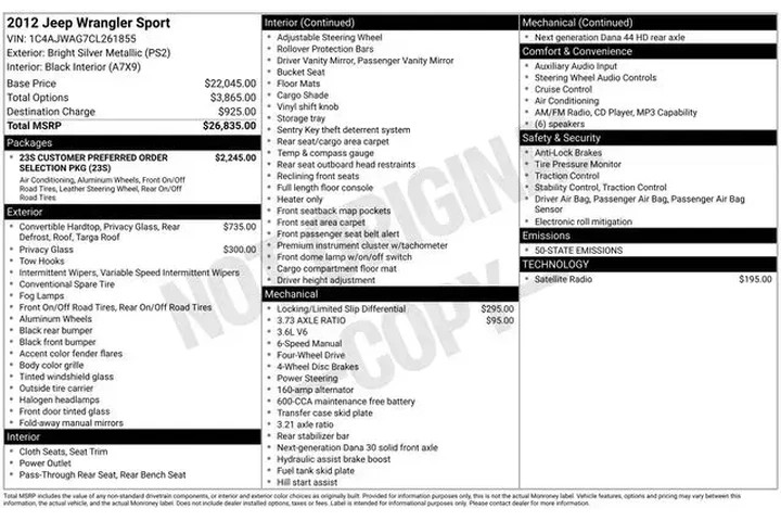 $14498 : Jeep Wrangler 2012 4x4 Sport image 9