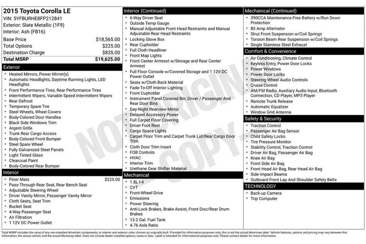 $10749 : Toyota Corolla 2015 LE 4dr S image 4