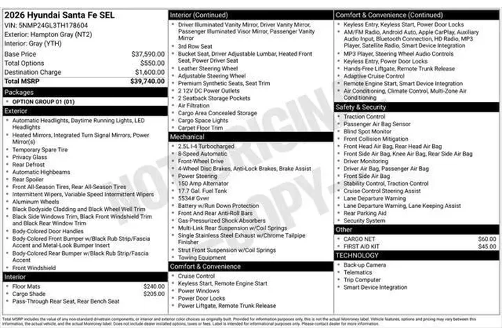$35609 : Hyundai SANTA FE 2026 SEL 4d image 7