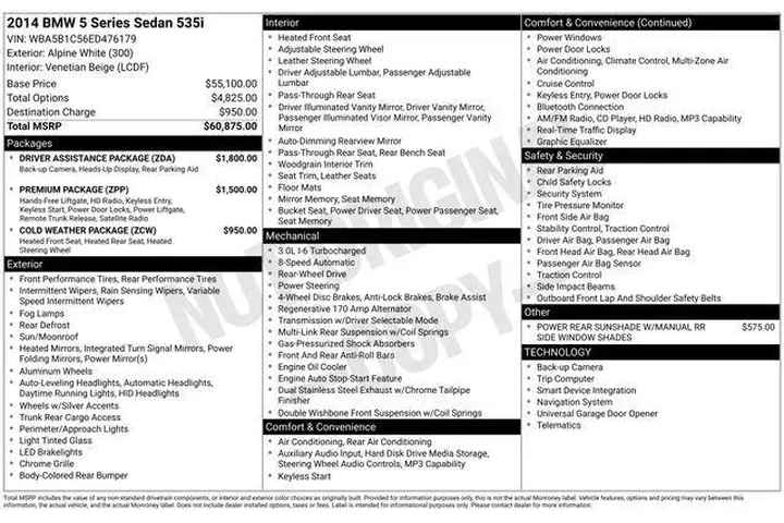 $10859 : BMW 5 Series 2014 535i 4dr S image 9