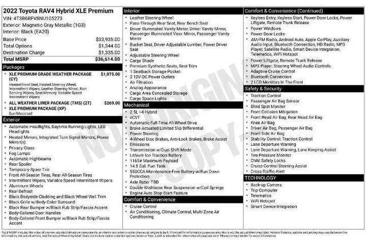 $35500 : Toyota RAV4 Hybrid 2022 AWD image 2