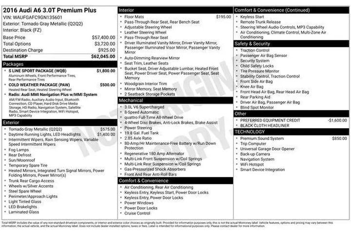 $15824 : Audi A6 2016 AWD 3.0T quattr image 2