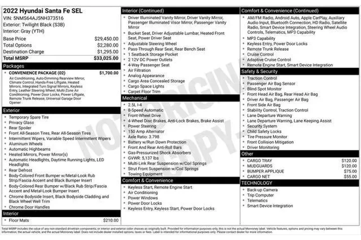 $24005 : Hyundai SANTA FE 2022 SEL 4d image 7