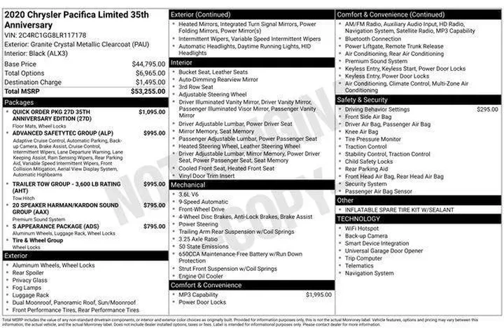 $22489 : Chrysler Pacifica 2020 Limit image 3