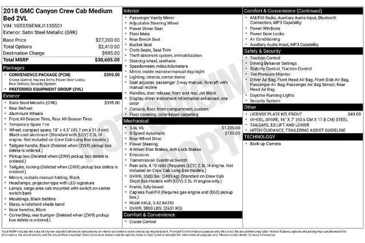 $20738 : GMC Canyon 2018 4x2 Base 4dr image 3