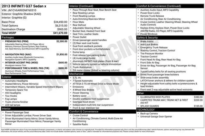 $15998 : INFINITI G37 Sedan 2013 AWD image 2