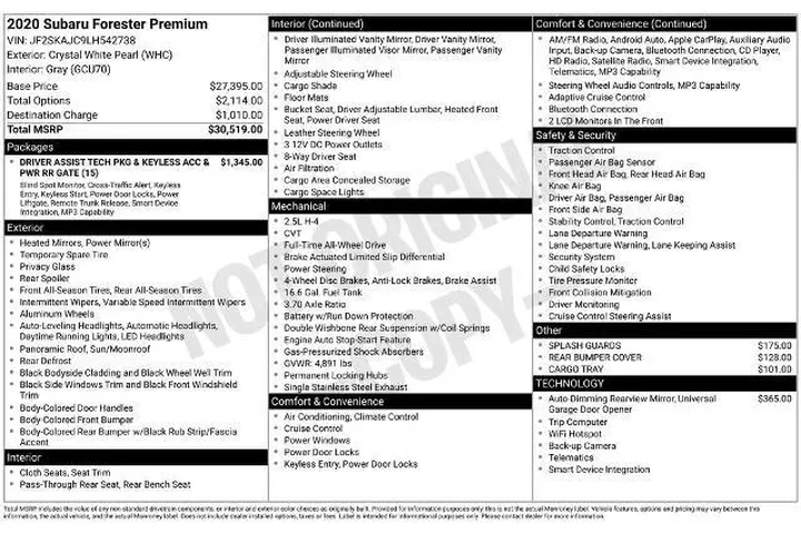 $25585 : Subaru Forester 2020 AWD Pre image 3