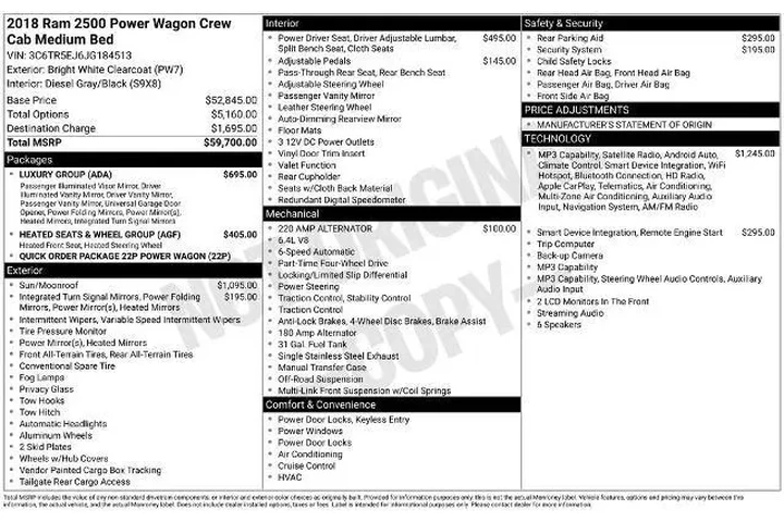 $32361 : Ram 2500 2018 4x4 Power Wago image 6