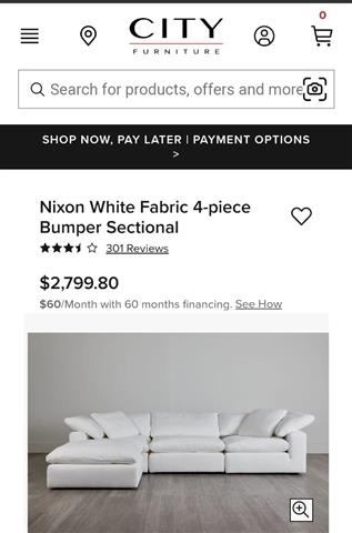 $1799 : Nixon white fabric 4 - piece image 6