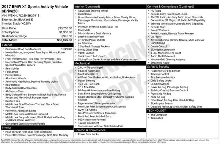 $12988 : BMW X1 2017 sDrive28i 4dr SU image 1