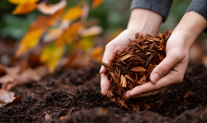 Mantillo para el césped en otoño