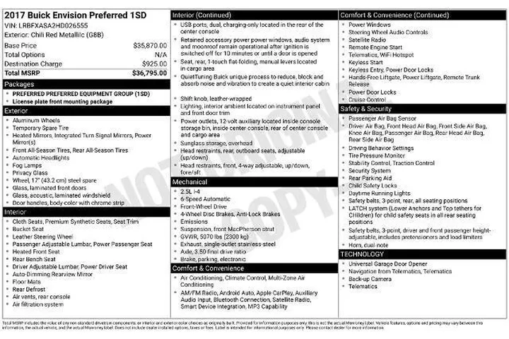 $16213 : Buick Envision 2017 Preferre image 2