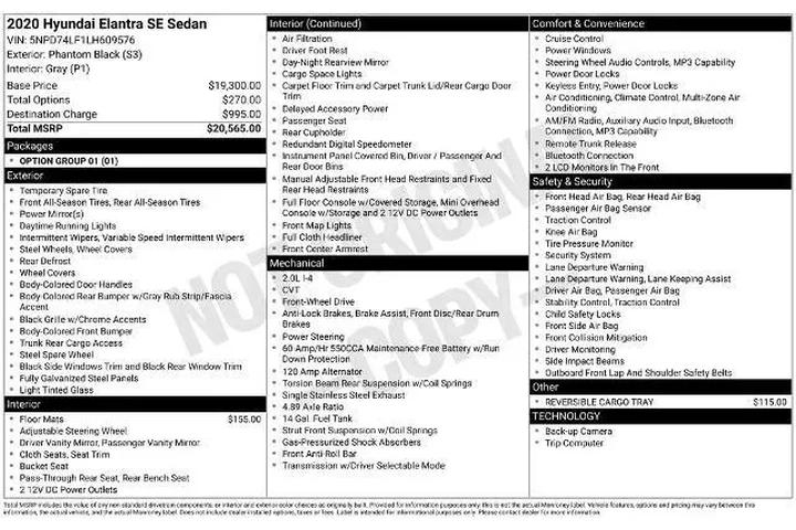 $15534 : Hyundai ELANTRA 2020 SE 4dr image 10