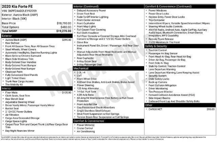 $11000 : Kia Forte 2020 FE 4dr Sedan image 3