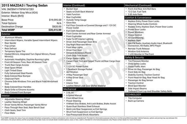 $7999 : Mazda Mazda3 2015 i Touring image 9