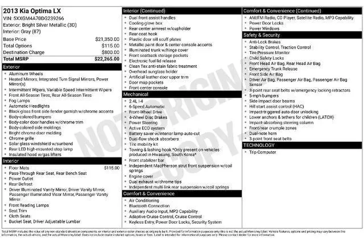 $6900 : Kia Optima 2013 LX 4dr Sedan image 2