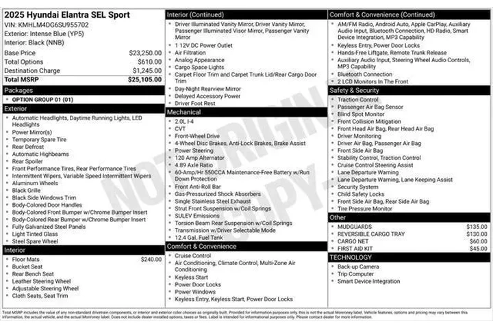 $19488 : Hyundai ELANTRA 2025 SEL Spo image 9