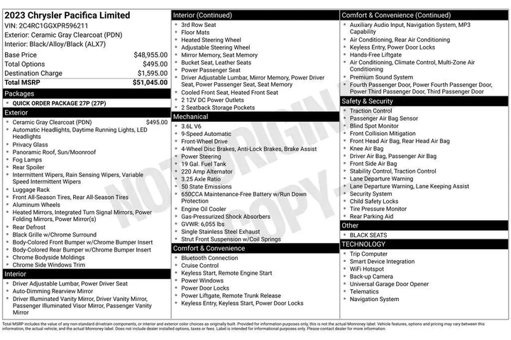 $29175 : Chrysler Pacifica 2023 Limit image 4