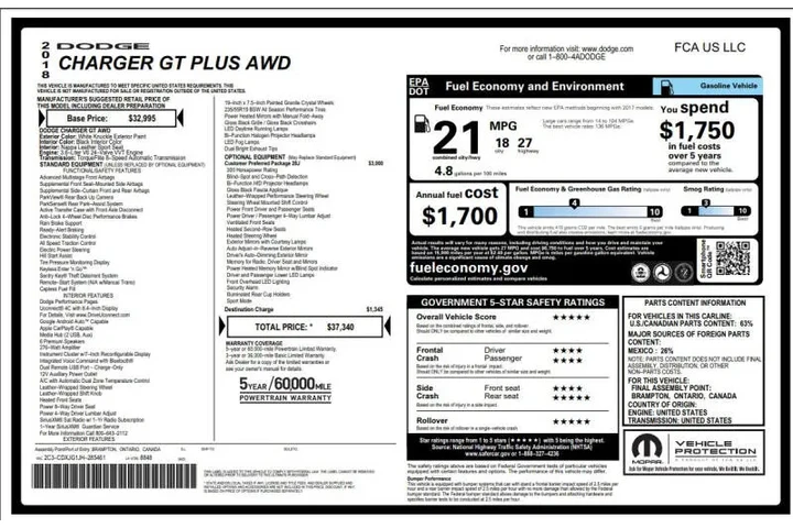 $19372 : 2018 Charger GT Plus image 5
