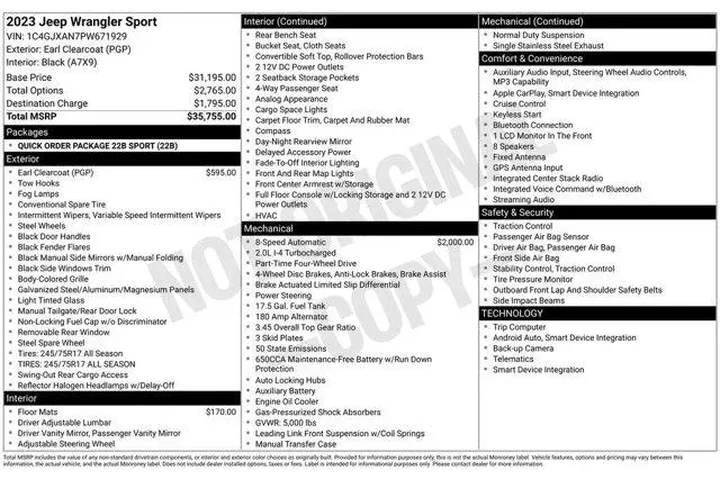 $28795 : Jeep Wrangler 2023 4x4 Sport image 9