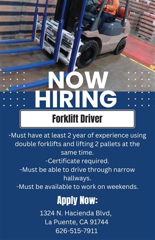 FORKLIFT DRIVERS NEEDED!!! image 1