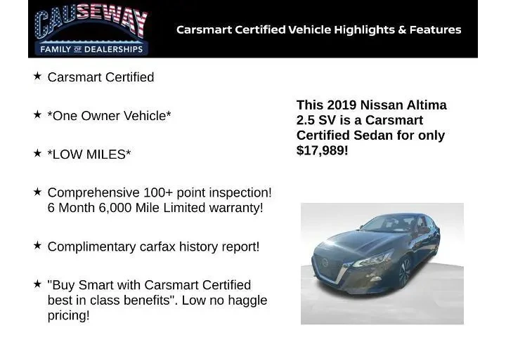 $17989 : Nissan Altima 2019 2.5 SV 4d image 2