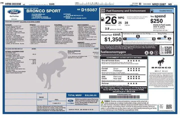 $27519 : Ford Bronco Sport 2022 AWD B image 6