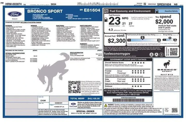 $33495 : Ford Bronco Sport 2025 AWD B image 9