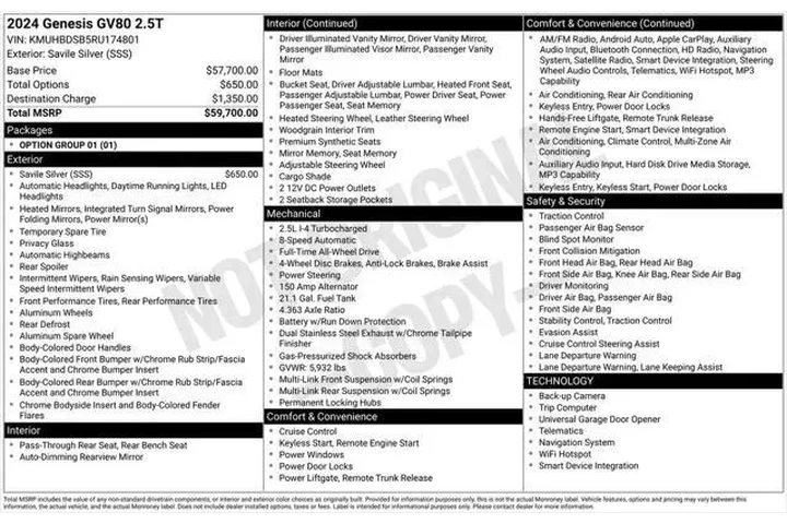 $38500 : Genesis GV80 2024 AWD 2.5T 4 image 6