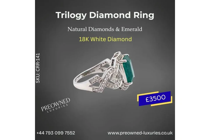 Chunky Emerald Diamond Ring image 1