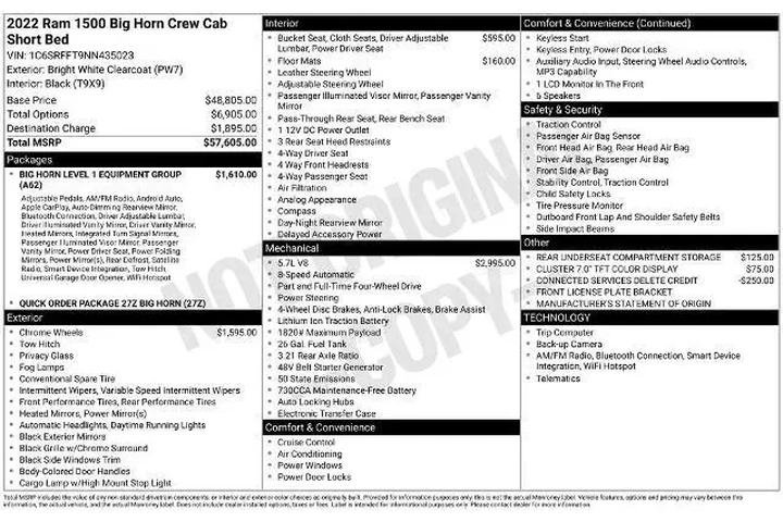 $32900 : Ram 1500 2022 4x4 Big Horn 4 image 2