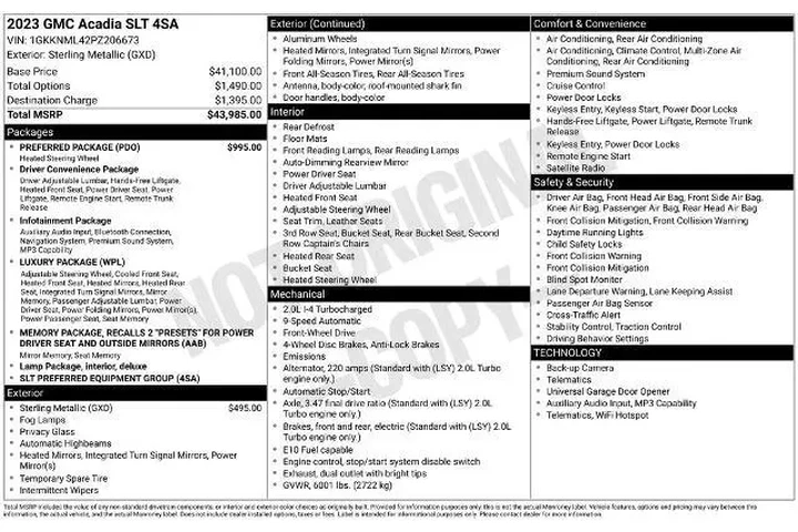 $28559 : GMC Acadia 2023 SLT 4dr SUV image 8