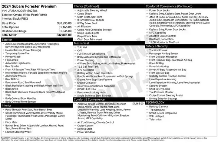 $23990 : Subaru Forester 2024 AWD Pre image 2
