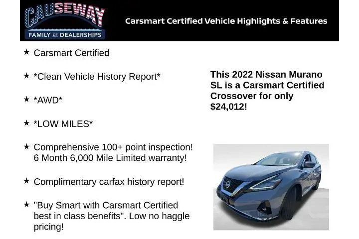 $24012 : Nissan Murano 2022 AWD SL 4d image 2