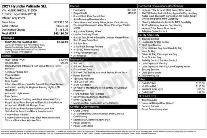 $19500 : Hyundai PALISADE 2021 SEL 4d image 8