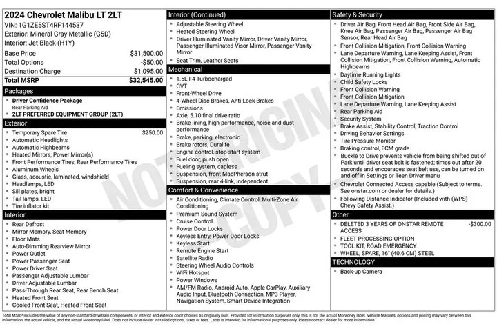 $18054 : Chevrolet Malibu 2024 LT 4dr image 2