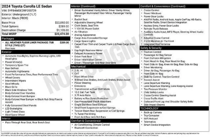 $20228 : Toyota Corolla 2024 LE 4dr S image 3