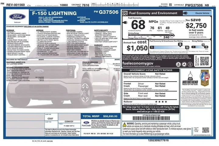 $39730 : Ford F-150 Lightning 2023 AW image 3