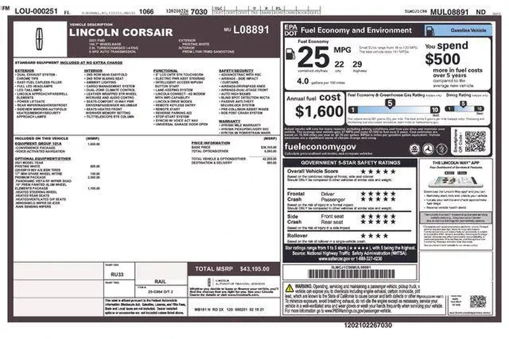 $25005 : Lincoln Corsair 2021 Standar image 4