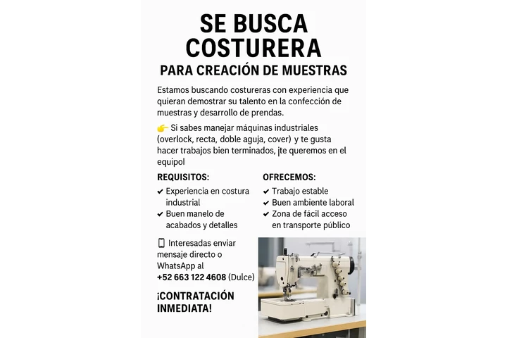 SE BUSCA COSTURERA MUESTRA image 1