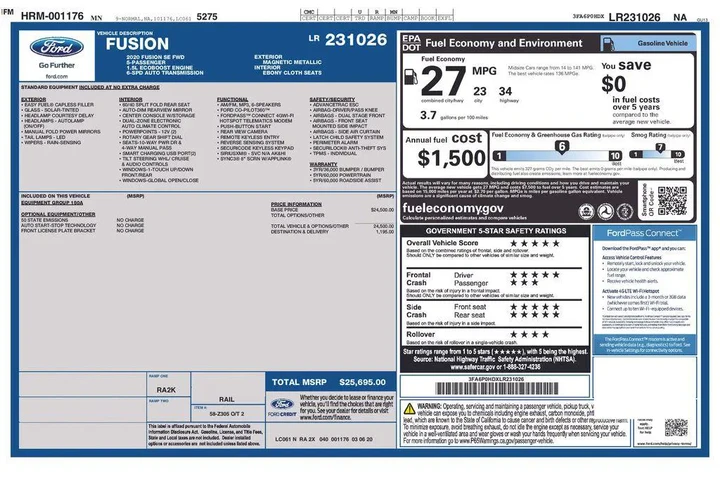 $15550 : Ford Fusion 2020 SE 4dr Seda image 4