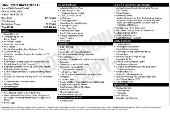 $22770 : Toyota RAV4 Hybrid 2022 AWD image 2